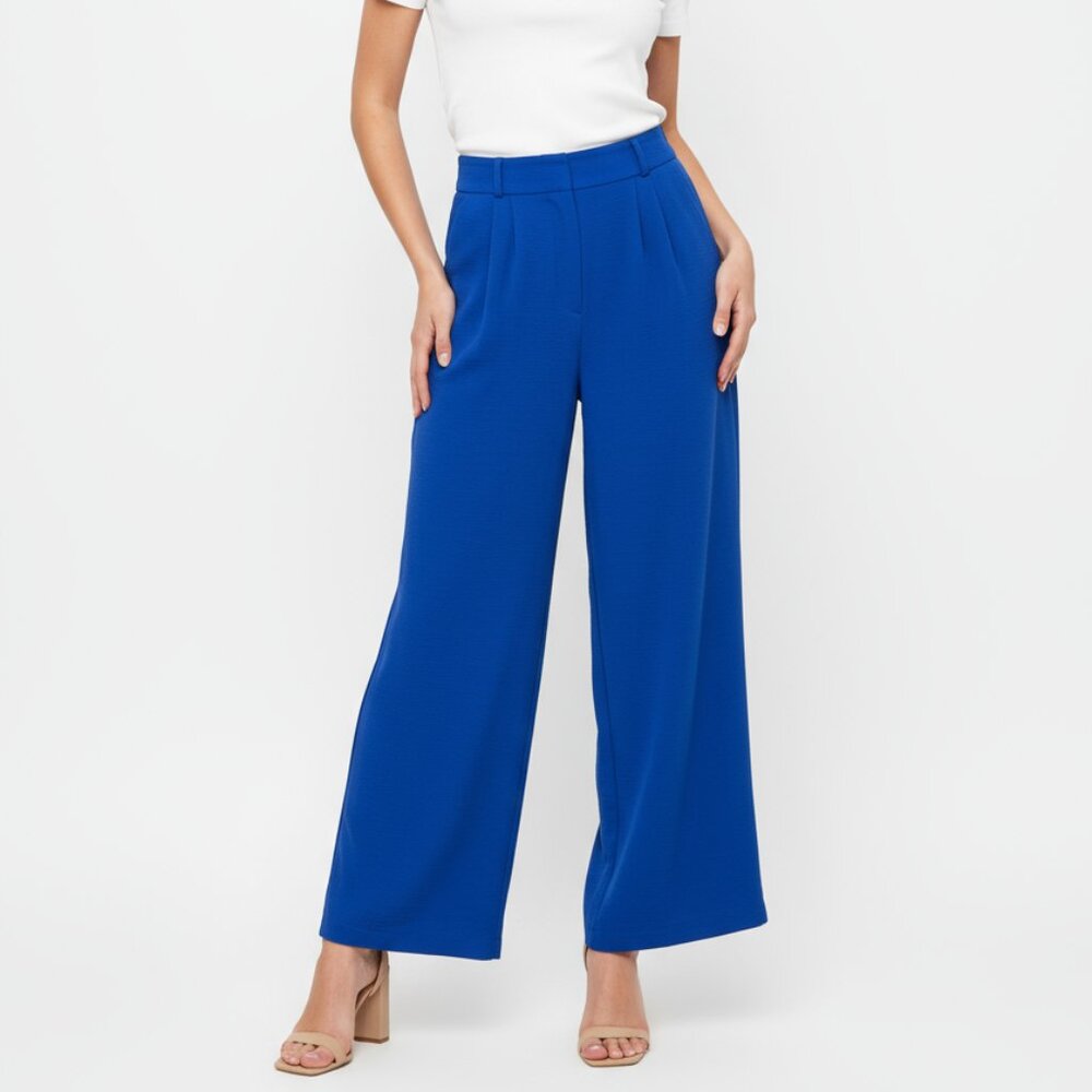 Tulléa Los Angeles Royal Blue Wide Leg Flowy Pants Size XL Elastic Waist Pleated
